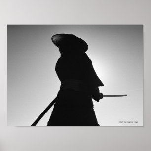 Portret van een Samurai-krijger met een zwaard Poster