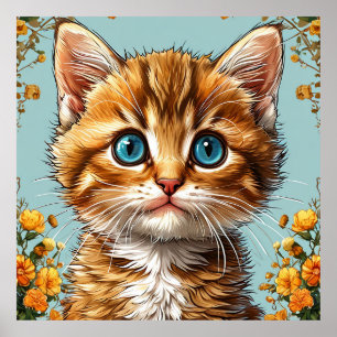 Portret van een schattig kitten poster