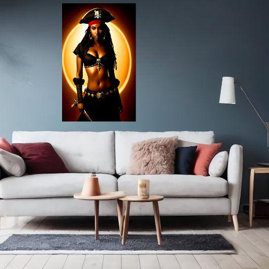 Portret van een schattige Afrikaanse Lady Pirate | Poster