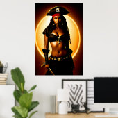 Portret van een schattige Afrikaanse Lady Pirate | Poster (Thuiskantoor)