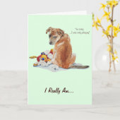 portret van een schattige bruine puppy en teddy re kaart (Gele Bloem)