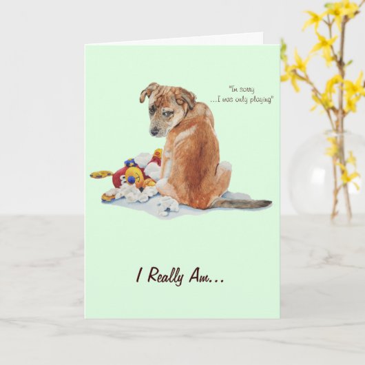 portret van een schattige bruine puppy en teddy re kaart (Gele Bloem)