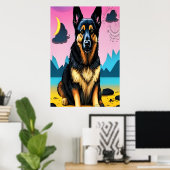 Portret van een schattige Duitse herder | AI Art. Poster (Thuiskantoor)