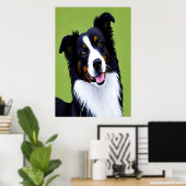 Portret van een schattige grenspoel | AI Art Poste Poster (Thuiskantoor)