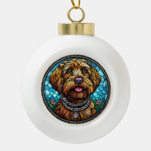 Portret van een schattige hond keramische bal ornament