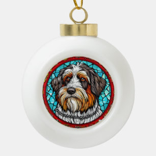 Portret van een schattige hond keramische bal ornament