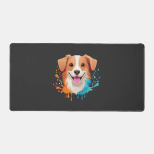 Portret van een schattige hond met druipende vloei bureaumat