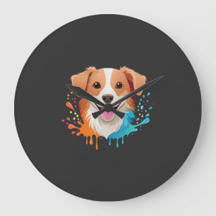 Portret van een schattige hond met druipende vloei grote klok