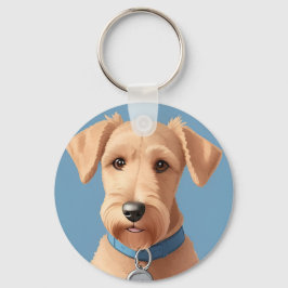 Portret van een Schattige Hond met een Blauwe Hals Sleutelhanger