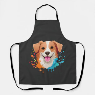 Portret van een schattige hond met vloeiende kleur schort