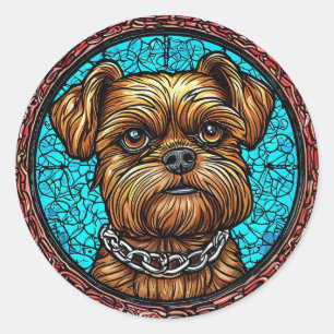 Portret van een schattige hond ronde sticker