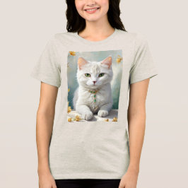 Portret van een schattige kat met sieraden. Tri-Blend shirt