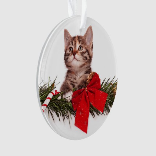 Portret van een Schattige kerstkitten Ornament (voorkant)