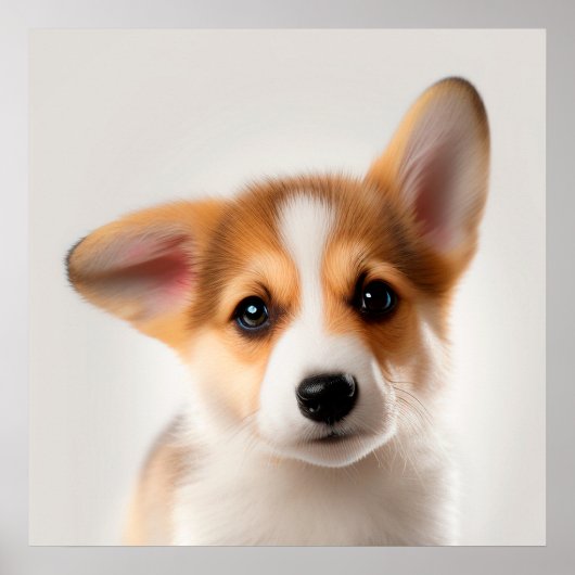 Portret van een schattige Pembroke Welsh Corgi Pup Poster (Voorkant)