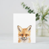 Portret van een schattige vos waterverf briefkaart (Staand voorkant)