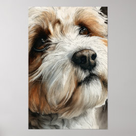 Portret van een shih-doodle hond poster