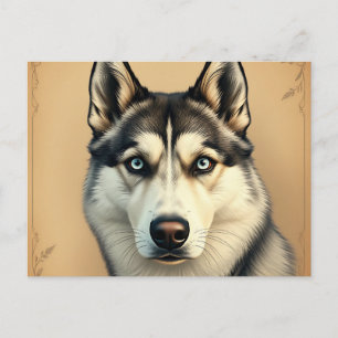 Portret van een Siberische Husky met  Briefkaart