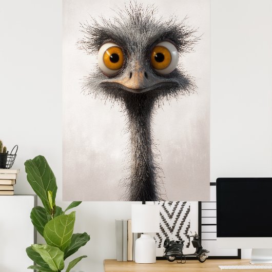 Portret van een struisvogel met grote ogen in de C Poster (Thuiskantoor)