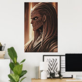 Portret van een uitheemse met houthuid | AI Art. Poster (Thuiskantoor)