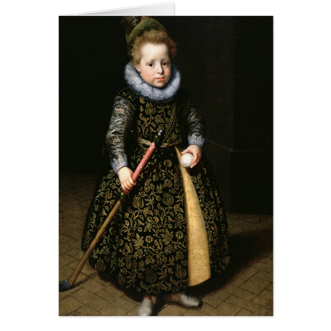 Portret van een vierjarige jongen met club en (Voorkant)