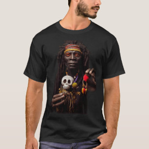 Portret van een Voodoo Priester met zijn Woodoo Do T-shirt