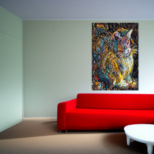 Portret van een vreemde kat   AI Art Poster
