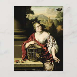 Portret van een vrouw, 1687 briefkaart