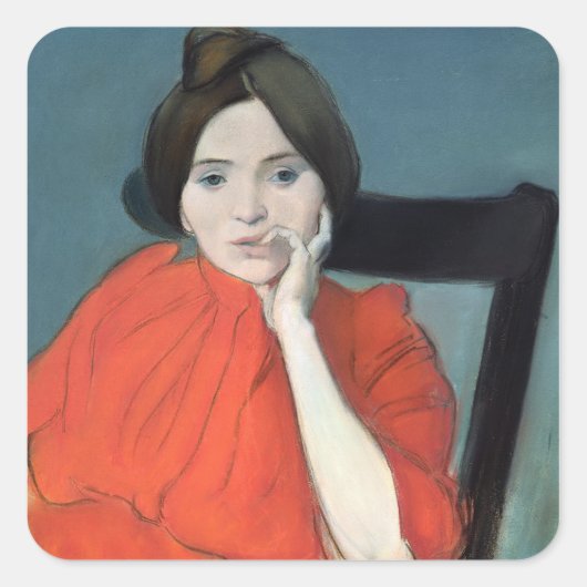 Portret van een vrouw, 1890 vierkante sticker (Voorkant)