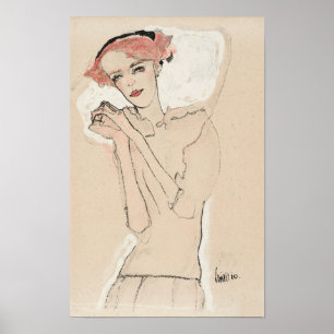 Portret van een vrouw (1910) door Egon Schiele Poster
