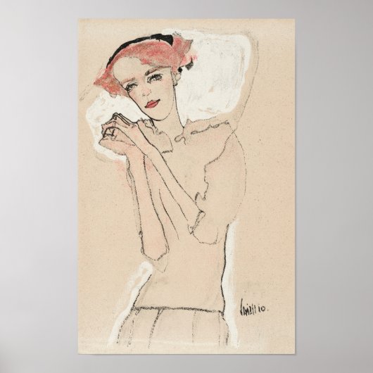 Portret van een vrouw (1910) door Egon Schiele Poster (Voorkant)
