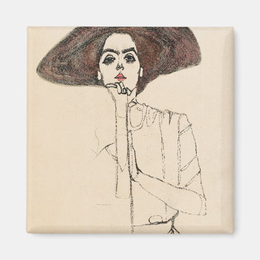 Portret van een vrouw (1910) van Egon Schiele. Magneet (Voorkant)