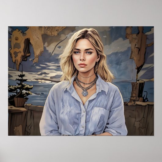 Portret van een vrouw 1 KUNST Poster (Voorkant)