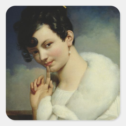 Portret van een vrouw 3 vierkante sticker (Voorkant)