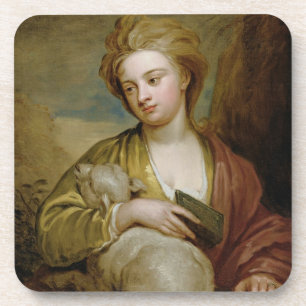 Portret van een vrouw als St. Agnes, traditioneel  Bier Onderzetter