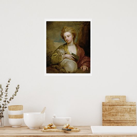 Portret van een vrouw als St. Agnes, traditioneel  Poster (Keuken)