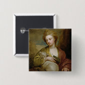 Portret van een vrouw als St. Agnes, traditioneel  Vierkante Button 5,1 Cm (Voorkant /achterkant)