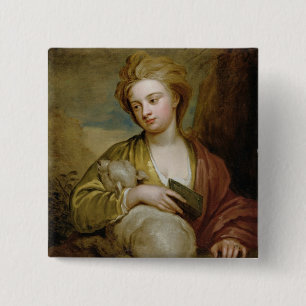 Portret van een vrouw als St. Agnes, traditioneel Vierkante Button 5,1 Cm