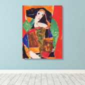 "Portret van een vrouw" Egon Schiele Canvas Afdruk (Insitu (Houten vloer))