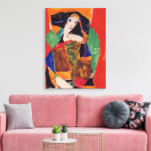 "Portret van een vrouw" Egon Schiele Canvas Afdruk (Insitu (Woonkamer))