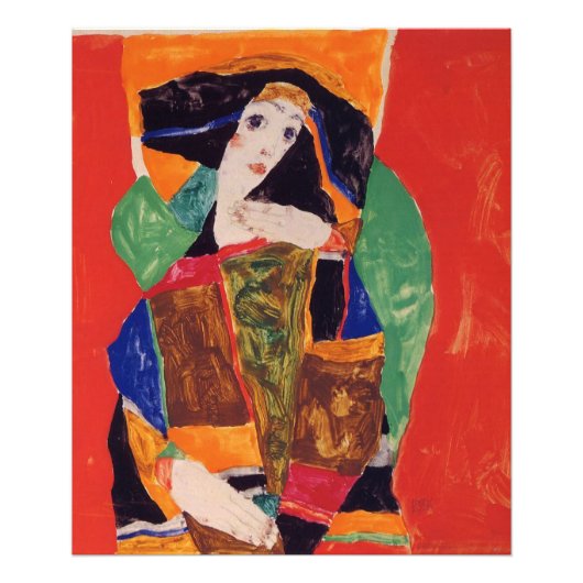 "Portret van een vrouw" Egon Schiele Foto Afdruk (Voorkant)