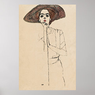 Portret van een vrouw - Egon Schiele Poster