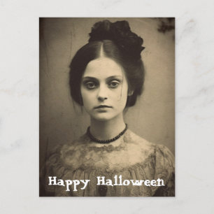  portret van een vrouw Happy Halloween Briefkaart