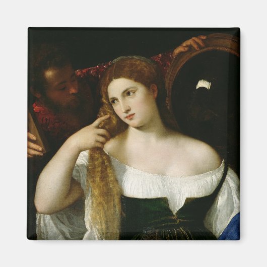 Portret van een vrouw in haar Toilet, 1512-15 Magneet (Voorkant)