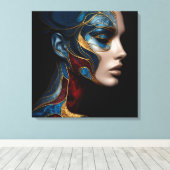 Portret van een vrouw in het Abstract Canvas Afdruk (Insitu (Houten vloer))