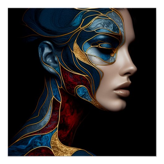 Portret van een vrouw in het Abstract Perfect Poster (Voorkant)