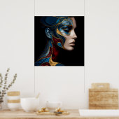 Portret van een vrouw in het Abstract Poster (Keuken)