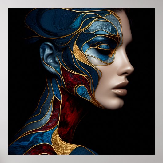 Portret van een vrouw in het Abstract Poster (Voorkant)