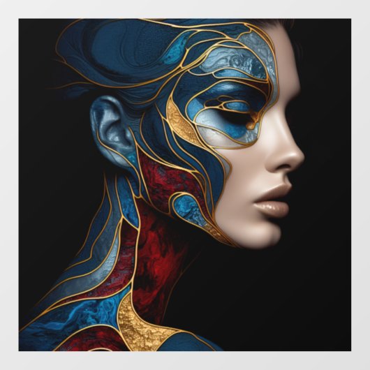 Portret van een vrouw in het Abstract Raamsticker (Vel)