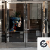 Portret van een vrouw in het Abstract Raamsticker (Kantoordeur)