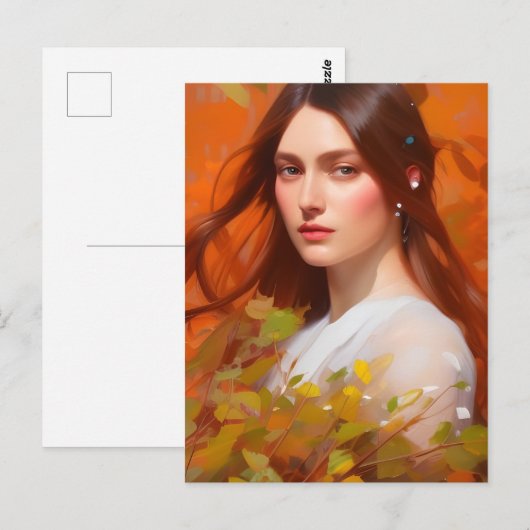 Portret van een vrouw in het najaar briefkaart (Voorkant / Achterkant)